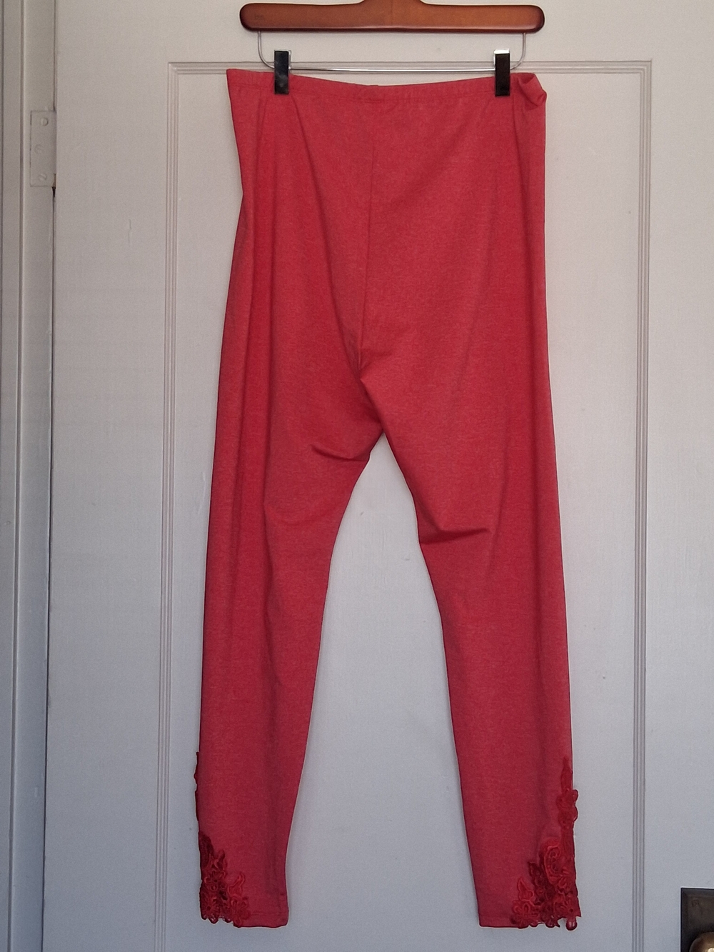 Women's Red Leggings with Lace Hem - Unbranded - Picture 3 of 6